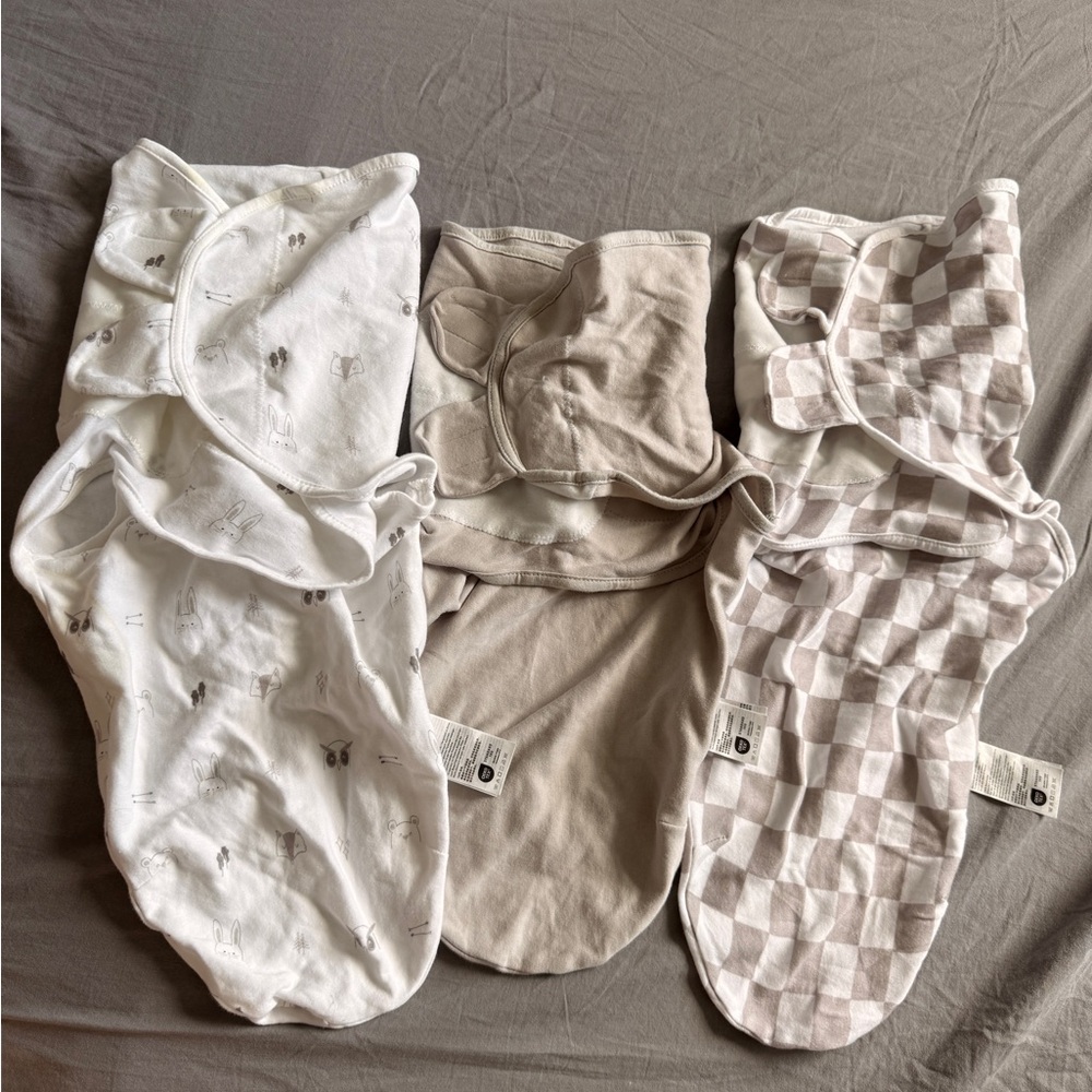 Set of Three Baby Swaddle Wraps in Neutral Tones